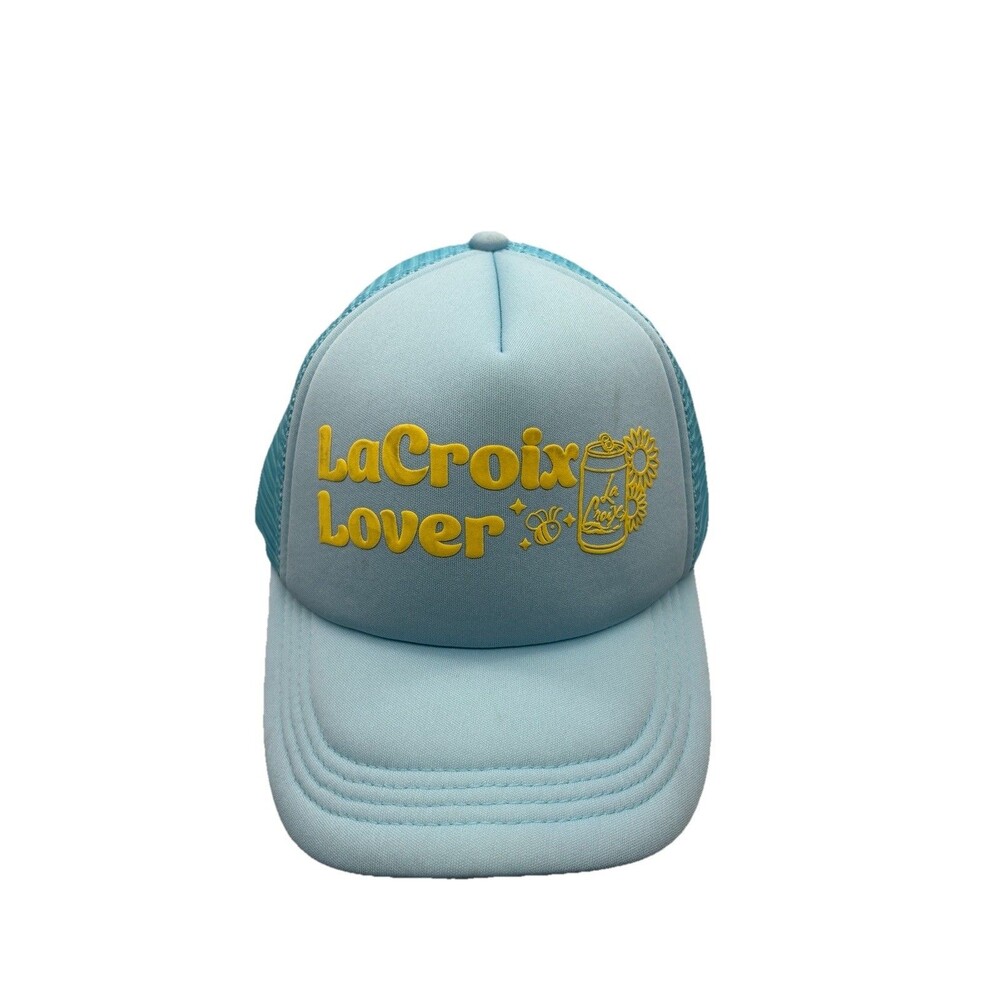 LaCroix Lover Pastel Light Blue Foam Trucker Hat Cap Sparking Water Promo Yellow